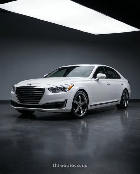 2018 Genesis G90 Ultimate with MARQUEE WHEELS M5330B 5x114.3 20x9+32 BLACK / MACHINED/STAINLESS LIP wheels