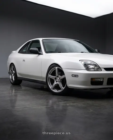 2001 Honda Prelude with Work Emotion T5r 5x114.3 17x7 +48 Glow Silver wheels