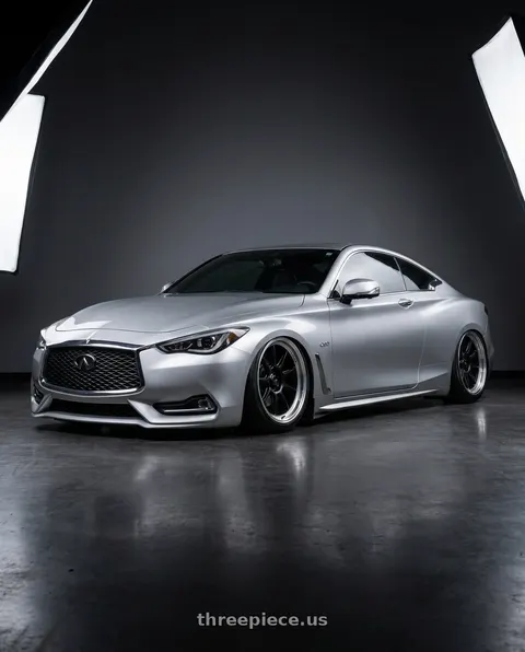 2020 INFINITI Q60 with Konig Countergram 5x114.3 19x11+18 Matte Black / Matte Machined Lip wheels
