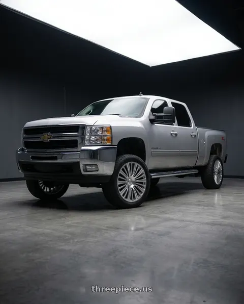 2010 Chevrolet Silverado 2500 HD LTZ with O.E. Revolution CAD-35 6x139.7 22x9 +31 Silver & Machined wheels