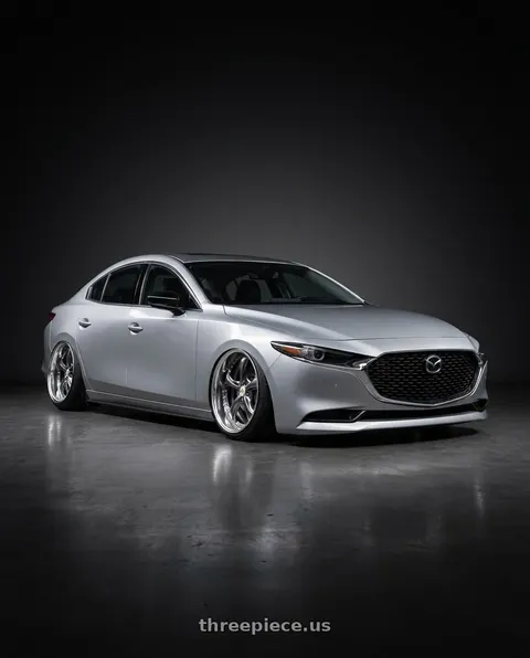 2022 Mazda 3 with Work Wheels VS-KF 5X114.3 19x10.5+47 Brilliant Silver Black L Disk FULL REVERSE wheels