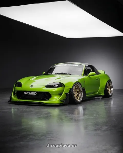 1998 Mazda Miata with BBS LM-R 5x120 20x9.5 +23 Gloss Black/Gold Center / Diamond Cut Lip wheels