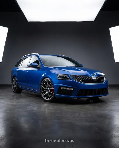 2017 Skoda Octavia with Volk Racing G025 5x112 18x8.5+42 Shining Black Metal / Rim Edge DC wheels