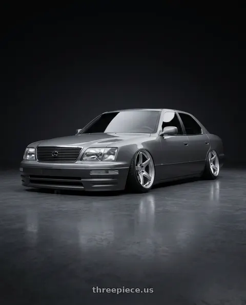 1996 Lexus LS400 with Work Emotion T5r 5x114.3 18x10.5 +12 Glow Silver wheels