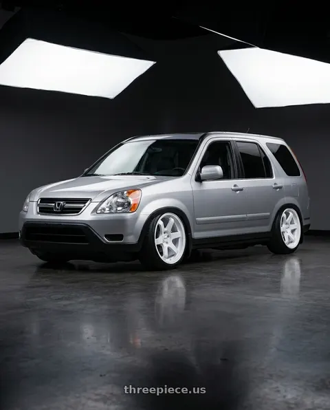 2004 Honda CR-V with F1R F106 5x114.3 17x8 +35 White wheels