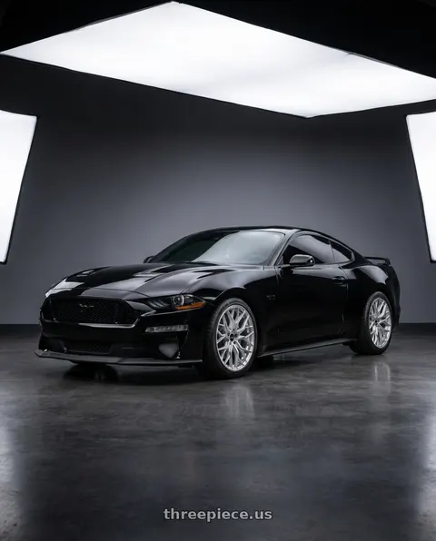2022 Ford Mustang GT with F1R FS3 5x112 18x8.5 +35 Machine Silver wheels