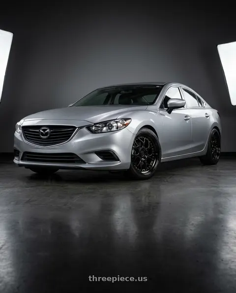 2016 Mazda 6 with Aodhan DS01 5x114.3 18x8.5+35 Black Vacuum W/ Gold Rivets wheels