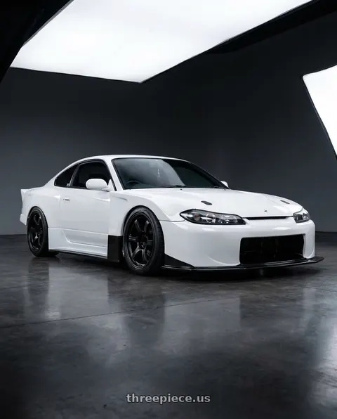 1998 Nissan s15 with Gram Lights 57DR 5x114.3 18x10.5+12 Semi Gloss Black wheels