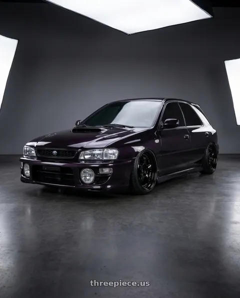 2000 Subaru Impreza with Work Meister S1 3P 5x100 18x7+35 A Disk Black wheels