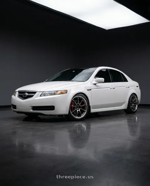 2004 Acura TL with Work Emotion Zr10 5x114.3 18x8.5 +38 Glim Black Diamond Rim cut wheels