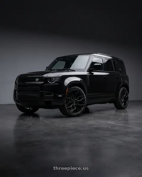 2025 Land Rover Defender 110 with DOLCE PERFORMANCE PISTA 5x114.3 19x9.5 +40 Gloss Black wheels