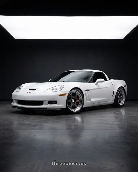 2012 Chevrolet Corvette with Work Meister L1 3P 5x120.65 18x9+31 A Disk Matte Gunmetal wheels