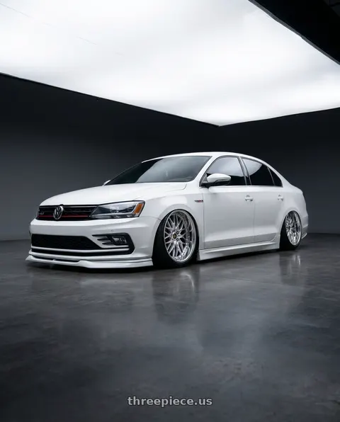2018 Volkswagen Jetta GLI with Work Vs-Xv 5x112 19x11.5+34 A Disk Silky Rich Silver wheels