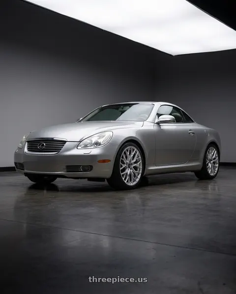 2004 Lexus SC430 with F1R FS3 5x114 18x9.5 +38 Machine Silver wheels