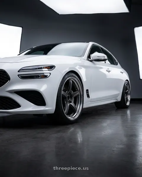 2023 Genesis G70 with Work T5R 2P 5x114.3 19x8.5 +38 Matte Gunmetal wheels