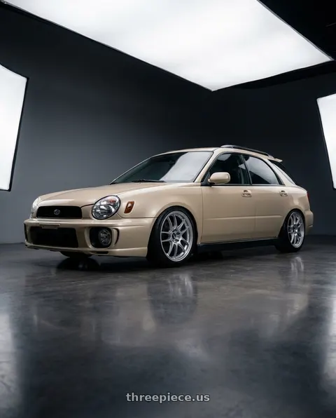 2002 Subaru Wrx with Enkei PF01 5x100 17x8+35 Silver wheels