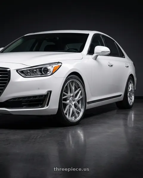 2018 Genesis G90 with Work Gnosis Cvx 5x112 19x10+0 W Disk Matte Silver wheels