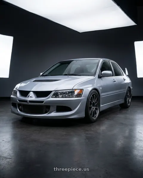 2005 Mitsubishi Lancer Evolution with Volk Racing CE28N-PLUS M-SPEC 5x112 18x9 +38 BLAST GUNMETAL wheels