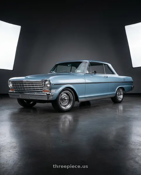 1963 Chevrolet Chevy II Nova with Vision American-Muscle 55 Rally 6x139.7 15x7+6 Silver wheels
