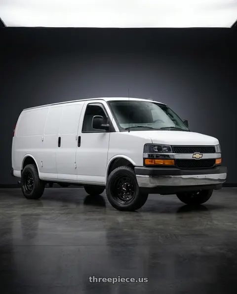 2022 Chevrolet extended express van with Vision HD 84H 8x165.1 17x9-12 Gloss Black wheels