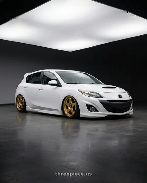 2012 Mazda 3 Mazdaspeed with fifteen52 CHICANE 5x114.3 / 5x100 18x8.5 +35 GOLD (GLOSS GOLD) wheels
