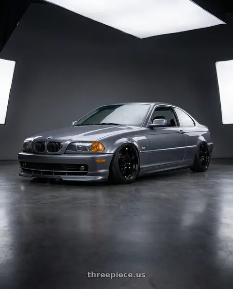 2001 BMW 325Ci with Gram Lights 57CR 5x114.3 17x9+22 Glossy Black wheels