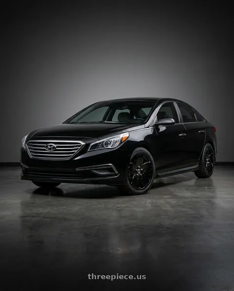 2016 Hyundai Sonata with Heritage Wheel Sakura MonoC 5x114.3 18x8.5 +35 Black wheels
