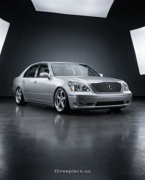 2005 Lexus LS430 with Work Wheels VS-KF 5x114.3 19x9+40 Light Grey Silver A Disk STEP RIM wheels