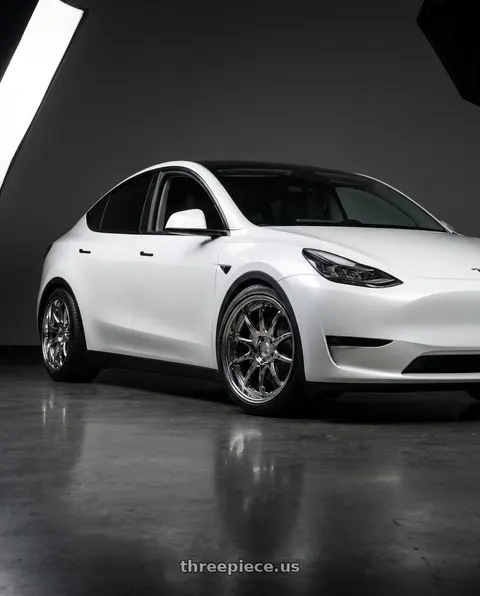 2022 Tesla Model Y with Aodhan DS02 5x114.3 19x9.5+22 Vacuum Chrome wheels