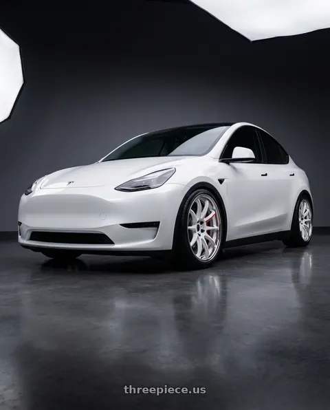 2024 Tesla Model Y Performance with Work Zr10 2P 5x114.3 19x9.5 +38 Azure White wheels
