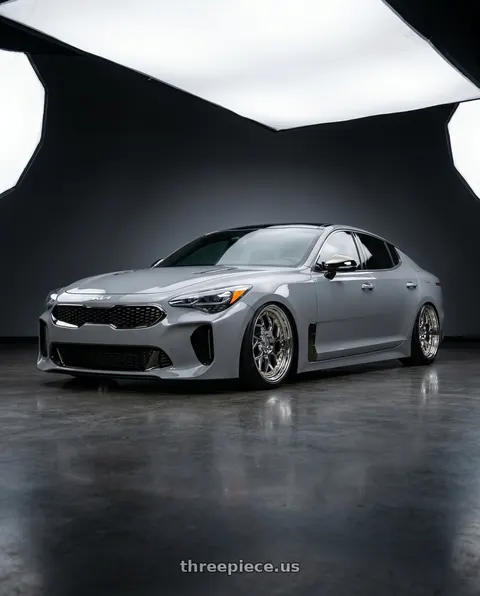 2023 Kia Stinger GT2 with Aodhan DS01 5x100 18x8.5+35 Vacuum Chrome W/ Gold Rivets wheels