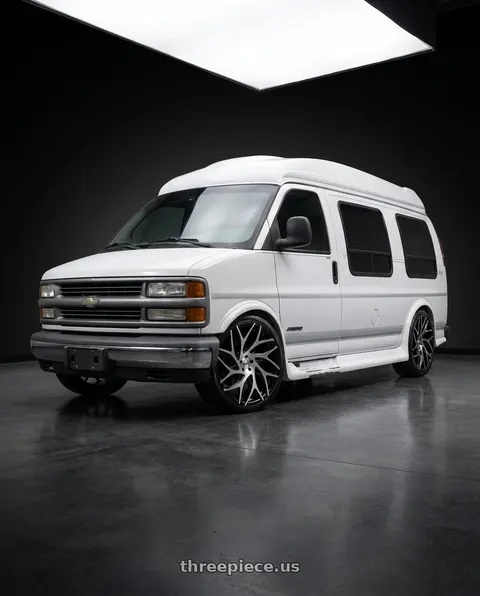 1999 Chevrolet Express 1500 with DUB 1PC S260 G.O.A.T. 5X127 26X10 +10 BRUSHED FACE WITH GLOSS BLACK DARK TINT SPOKES wheels