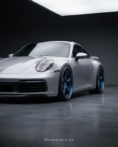 2025 Porsche 911 Carrera with Advan Racing GT for PORSCHE 5x130 21x9.5 +59 RACING TITANIUM BLUE & RING wheels