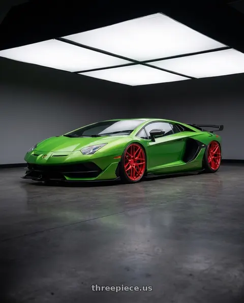 2018 Lamborghini Aventador with F1R F103 5x112 19x9 +38 Candy Red wheels