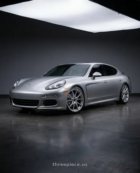 2014 Porsche Panamera with Advanti Racing 80S Hybris 5x114.3 20x8.5 +40 Silver with Machined Face wheels