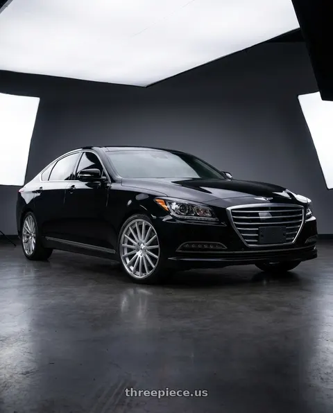 2016 Hyundai Genesis 3.8 with Asanti Black ABL-24 BETA 5X114.3 20X9 +35 BRUSHED SILVER W/ CHROME LIP wheels