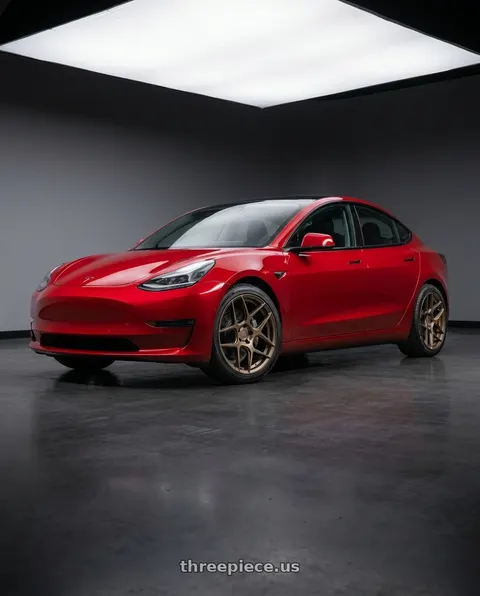 2023 Tesla Model 3 with Aodhan AFF2 5x114.3 19x8.5+35 Matte Bronze wheels