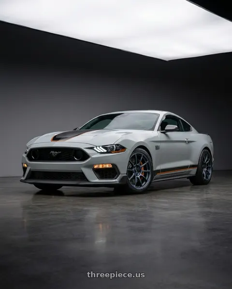 2021 Ford Mustang Mach 1 with Volk Racing ZE40 5x114.3 19x8.5+33 Matte Blue Gunmetal wheels