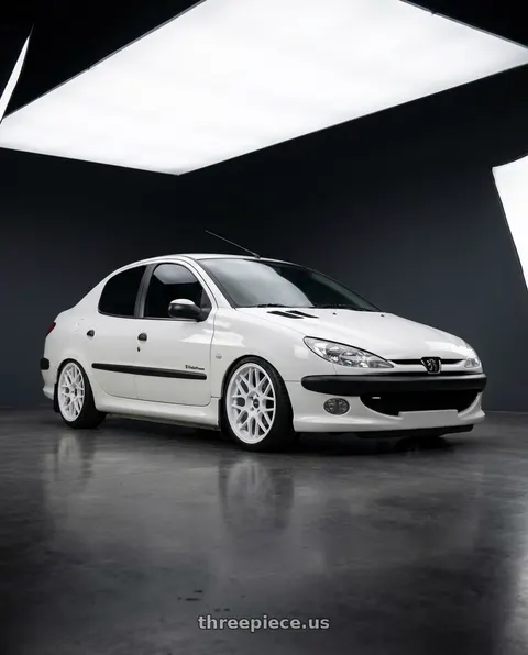 2011 Peugeot 206 SD with ESR Wheels APEX SERIES APX01 5x100 18x8.5 +35 Gloss White wheels