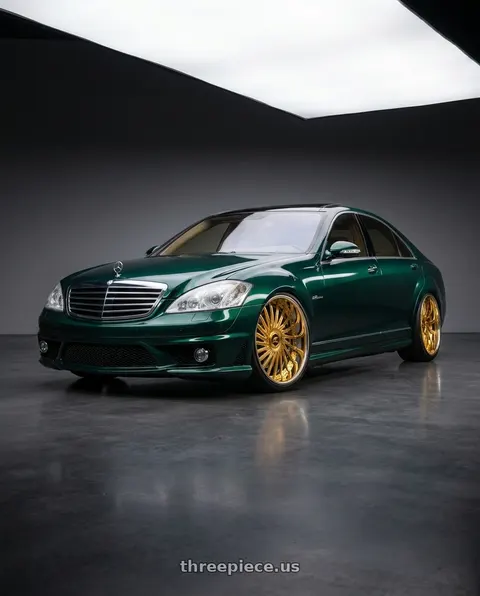 2012 Mercedes-Benz S550 with Amani Cultura-L blank 5x 24x9.5 -12 14k Gold Plated wheels