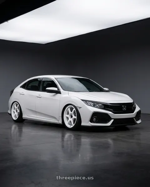 2019 Honda Civic with Konig Hexaform 5X114.3 18x9.5+25 Gloss White Flow Formed wheels