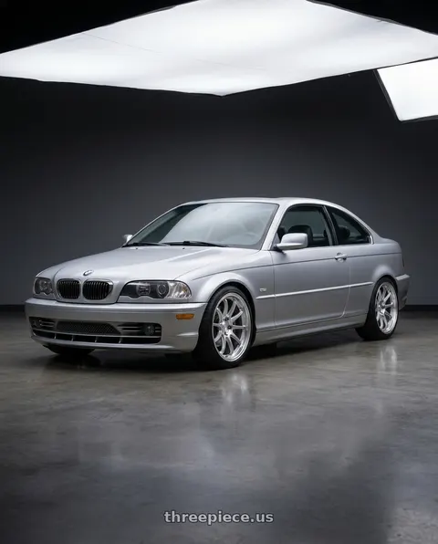 2002 BMW 330Ci with KATANA RACING HR06 5x120 18x8.5 +35 Hyper Silver wheels
