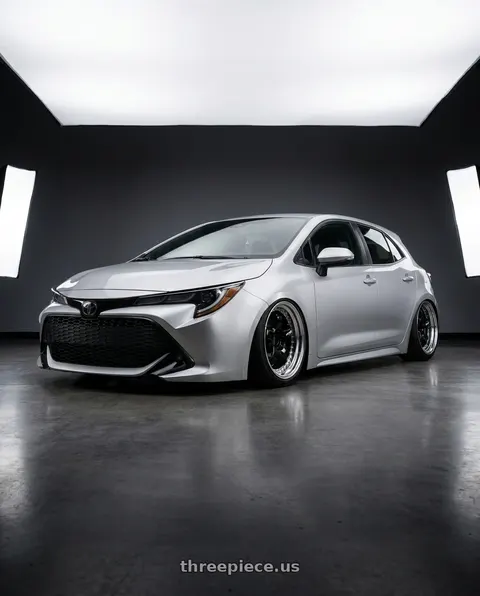 2021 Toyota Corolla with Work Meister S1 3P 5x100 18x7+48 A Disk Black wheels
