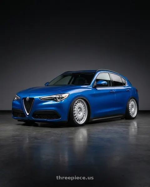 2018 Alfa Romeo Stelvio TI with Rotiform RC205 PMF 5X120 20x8.5 +35 GLOSS SILVER wheels