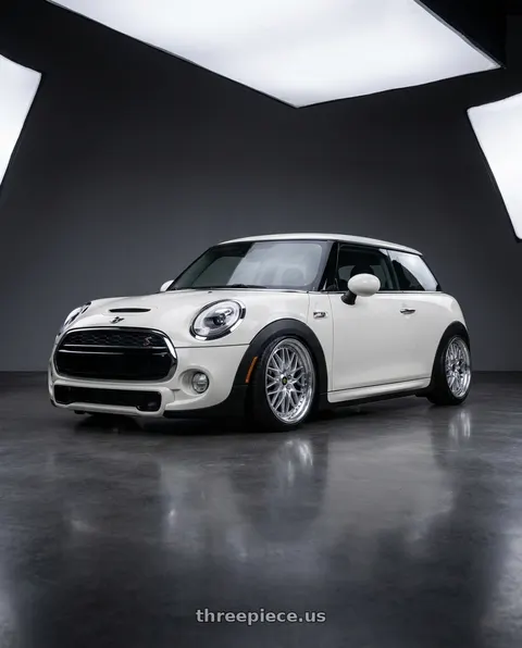 2017 Mini Cooper with Work Vs-Xv 5x112 18x7.5+40 O Disk Silky Rich Silver wheels
