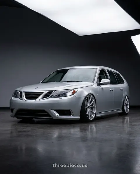 2010 Saab 9-3 with Advanti Racing 80S Hybris 5X112 19x8.5 +35 Silver with Machined Face wheels