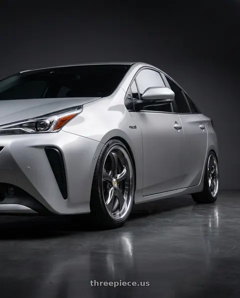 2019 Toyota Prius with Work Wheels VS-KF 5X114.3 19x7.5+34 Brilliant Silver Black A Disk FULL REVERSE wheels