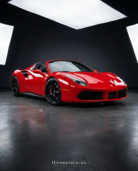 2018 Ferrari 488 Spider with WedsSport RN-05M 5x120 18x9.5+36 Gloss Black wheels