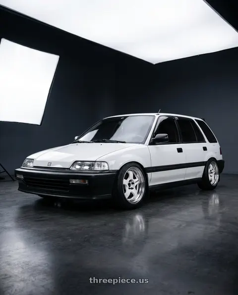 1991 Honda Civic with Work Meister S1 2P 4x100 15x6.5+38 A Disk White wheels