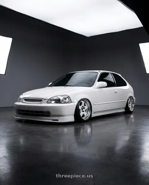 1996 Honda Civic with Work Meister S1 2P 4x100 15x8.5+0 A Disk White wheels